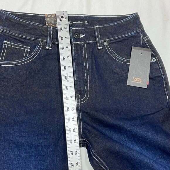 Vans Off the Wall Denim Jeans 26x29 Dark Blue Straight Fit Mid Rise New - Picture 10 of 11